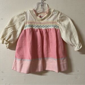 Vintage Healthtex Girls Pink White Dress Polka Dot Size 6m